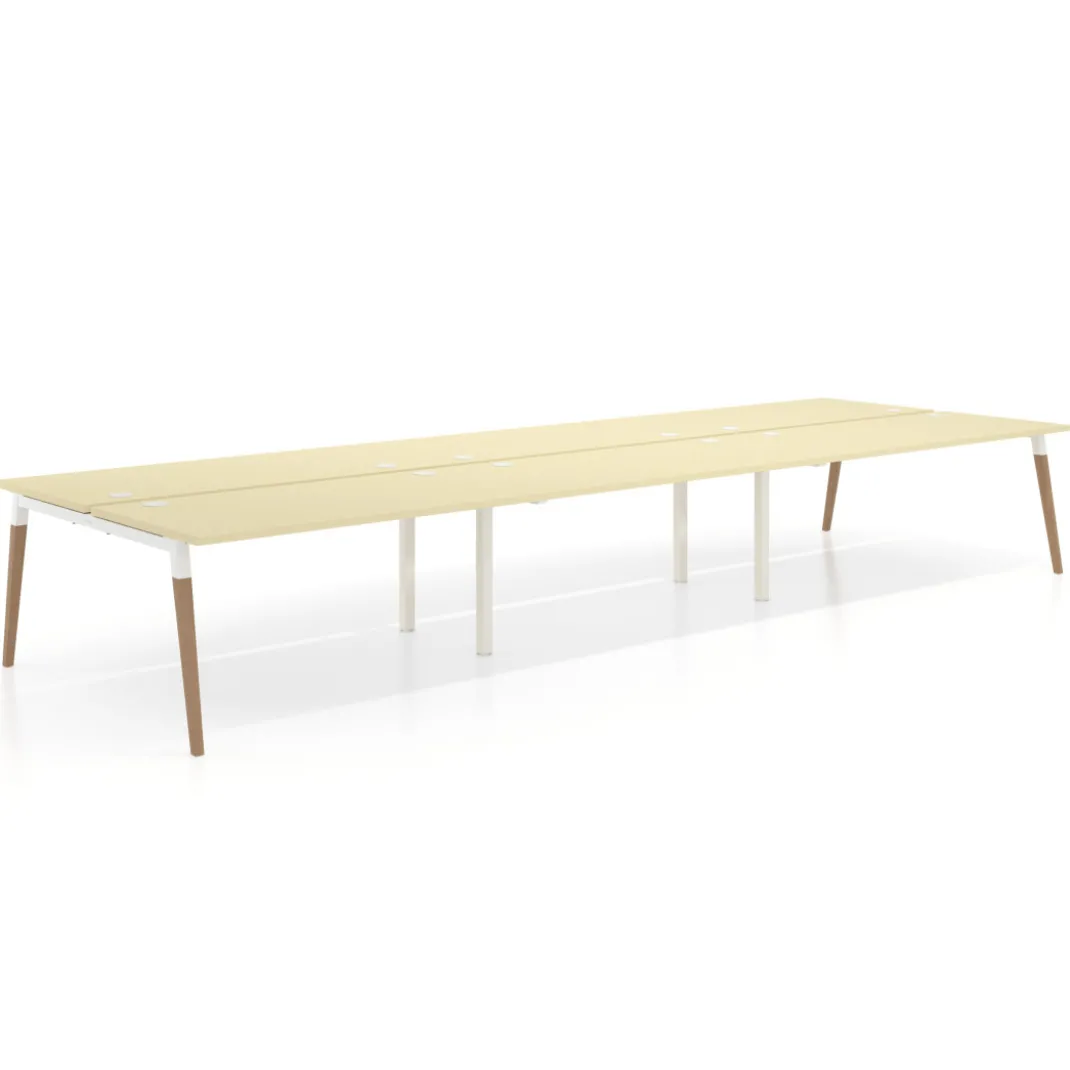 Mesa de oficina multipuesto Arki triple, fondo 166 cm, sobre recto