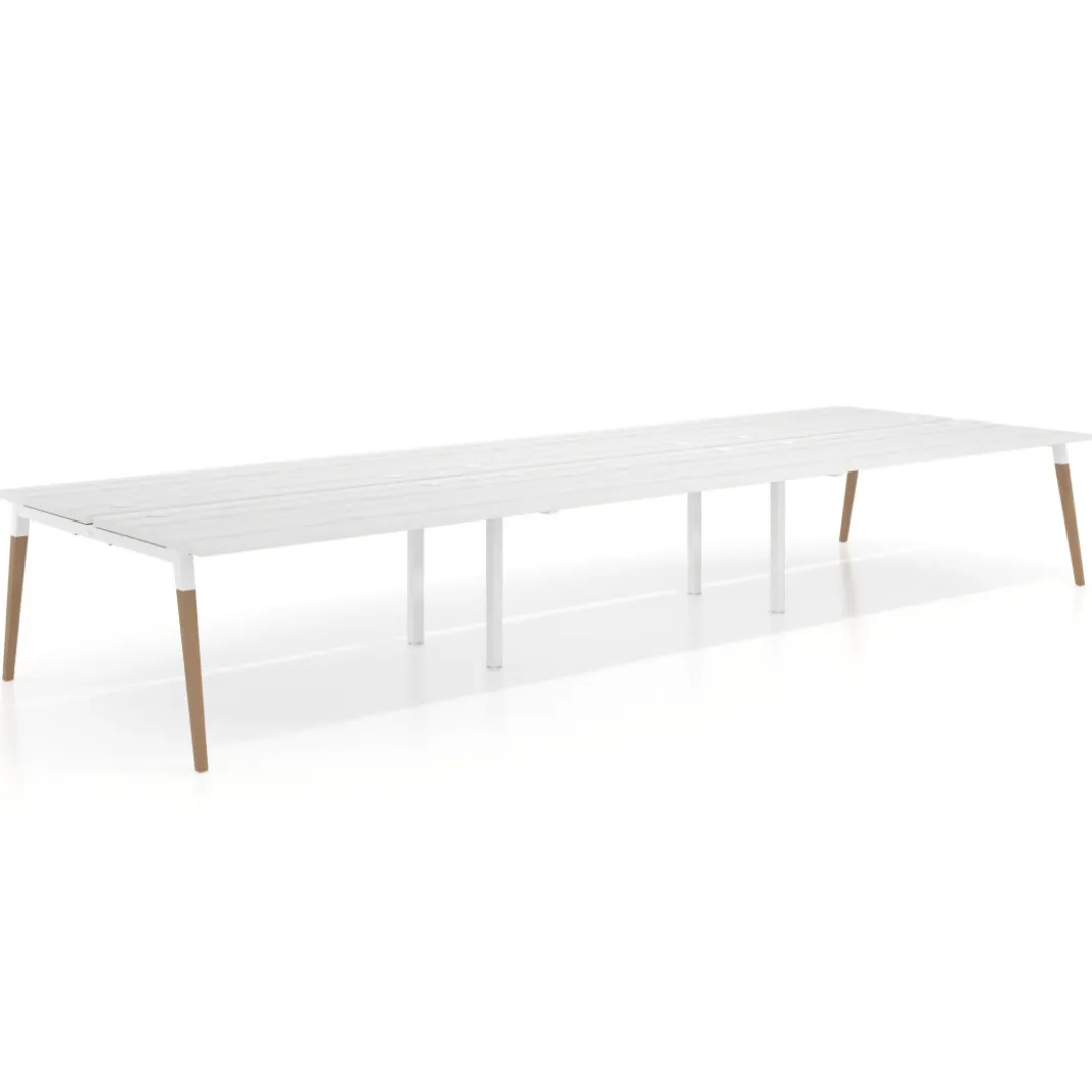 Mesa de oficina multipuesto Arki triple, fondo 166 cm, sobre recto