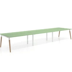 Mesa de oficina multipuesto Arki triple, fondo 126 cm, patas de madera