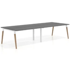 Mesa de oficina multipuesto Arki doble, fondo 126 cm, patas de madera