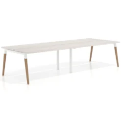 Mesa de oficina multipuesto Arki doble, fondo 126 cm, patas de madera