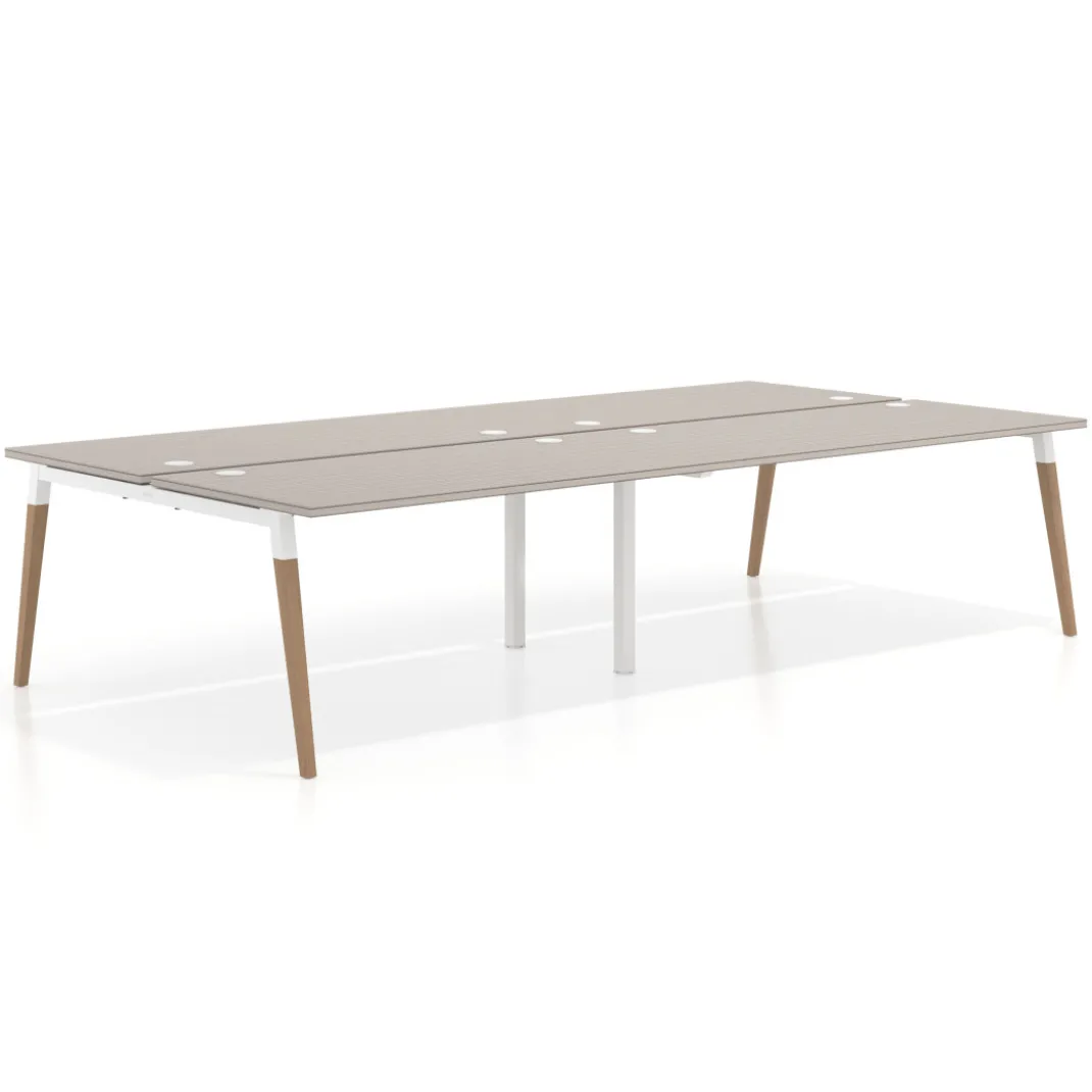 Mesa de oficina multipuesto Arki doble, fondo 166 cm, sobre recto