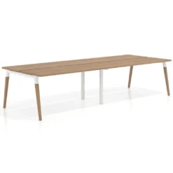 Mesa de oficina multipuesto Arki doble, fondo 126 cm, patas de madera