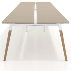 Mesa de oficina multipuesto Arki doble, fondo 126 cm, patas de madera