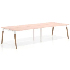 Mesa de oficina multipuesto Arki doble, fondo 126 cm, patas de madera