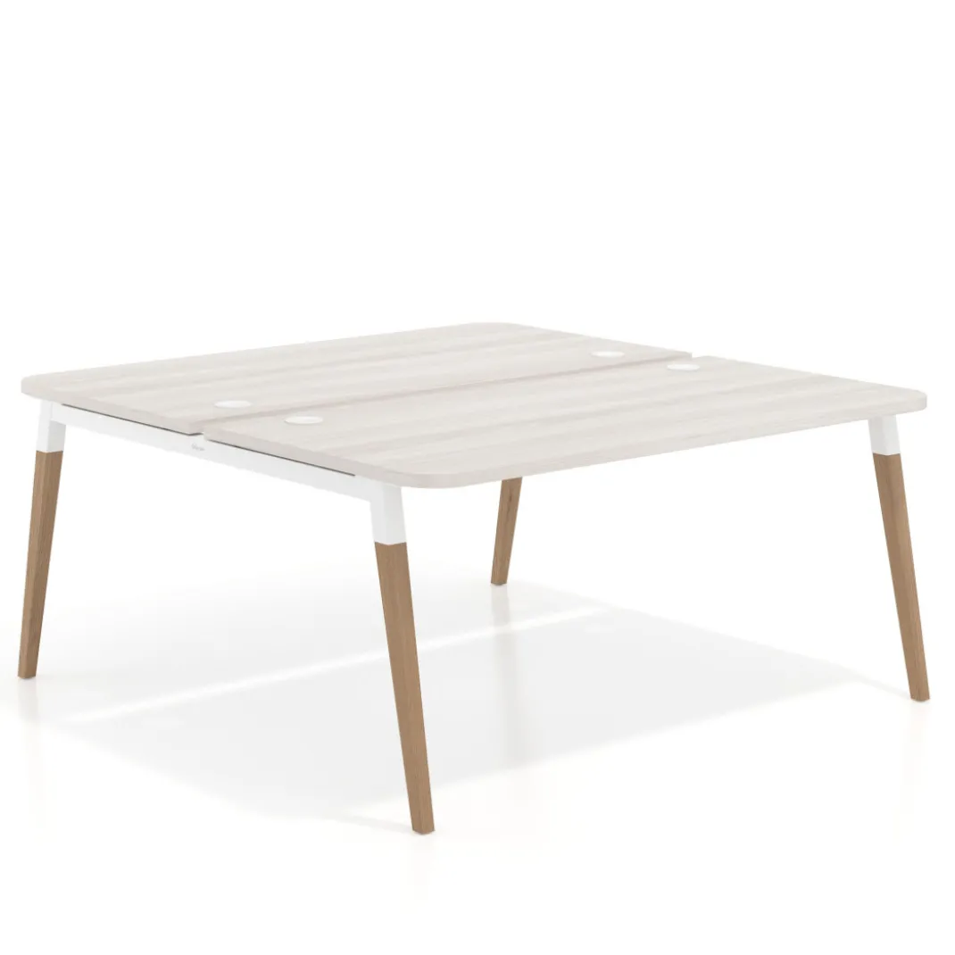 Mesa de oficina multipuesto Arki fondo 166 cm, sobre curvo