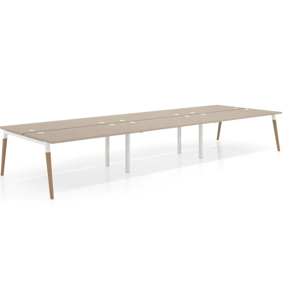Mesa de oficina multipuesto Arki triple, fondo 166 cm, sobre recto