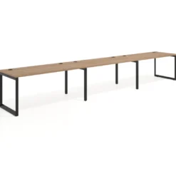 Mesa de oficina progresiva Delta triple, fondo 80cm, estructura negra