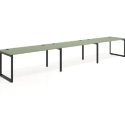 Mesa de oficina progresiva Delta triple, fondo 80cm, estructura negra