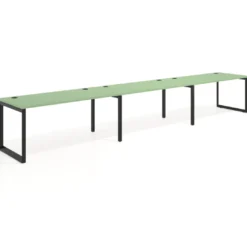Mesa de oficina progresiva Delta triple, fondo 80cm, estructura negra