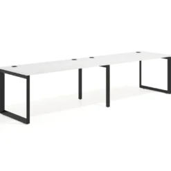 Mesa de oficina progresiva Delta doble, fondo 80cm, estructura negra