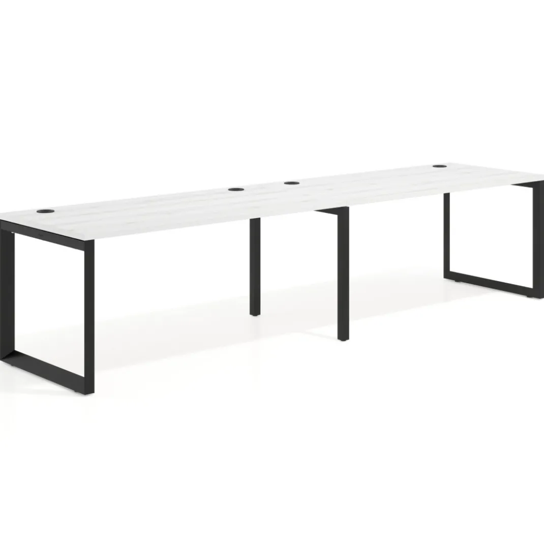 Mesa de oficina progresiva Delta doble, fondo 80cm, estructura negra