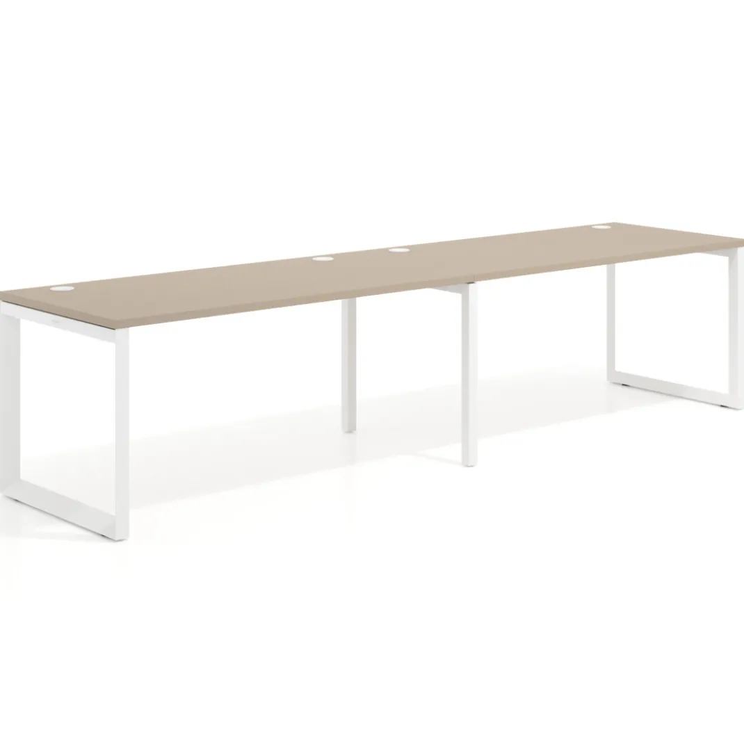 Mesa de oficina progresiva Delta doble, fondo 80cm, estructura blanca