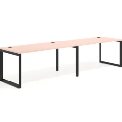 Mesa de oficina progresiva Delta doble, fondo 80cm, estructura negra