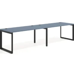 Mesa de oficina progresiva Delta doble, fondo 80cm, estructura negra