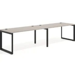 Mesa de oficina progresiva Delta doble, fondo 80cm, estructura negra