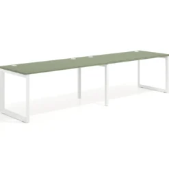 Mesa de oficina progresiva Delta doble, fondo 80cm, estructura blanca