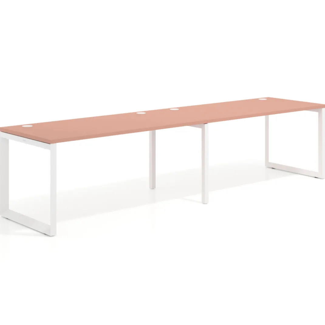 Mesa de oficina progresiva Delta doble, fondo 80cm, estructura blanca