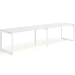 Mesa de oficina progresiva Delta doble, fondo 80cm, estructura blanca
