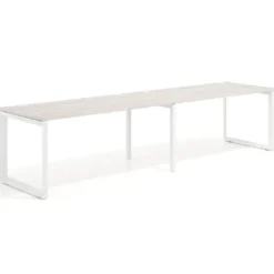 Mesa de oficina progresiva Delta doble, fondo 80cm, estructura blanca
