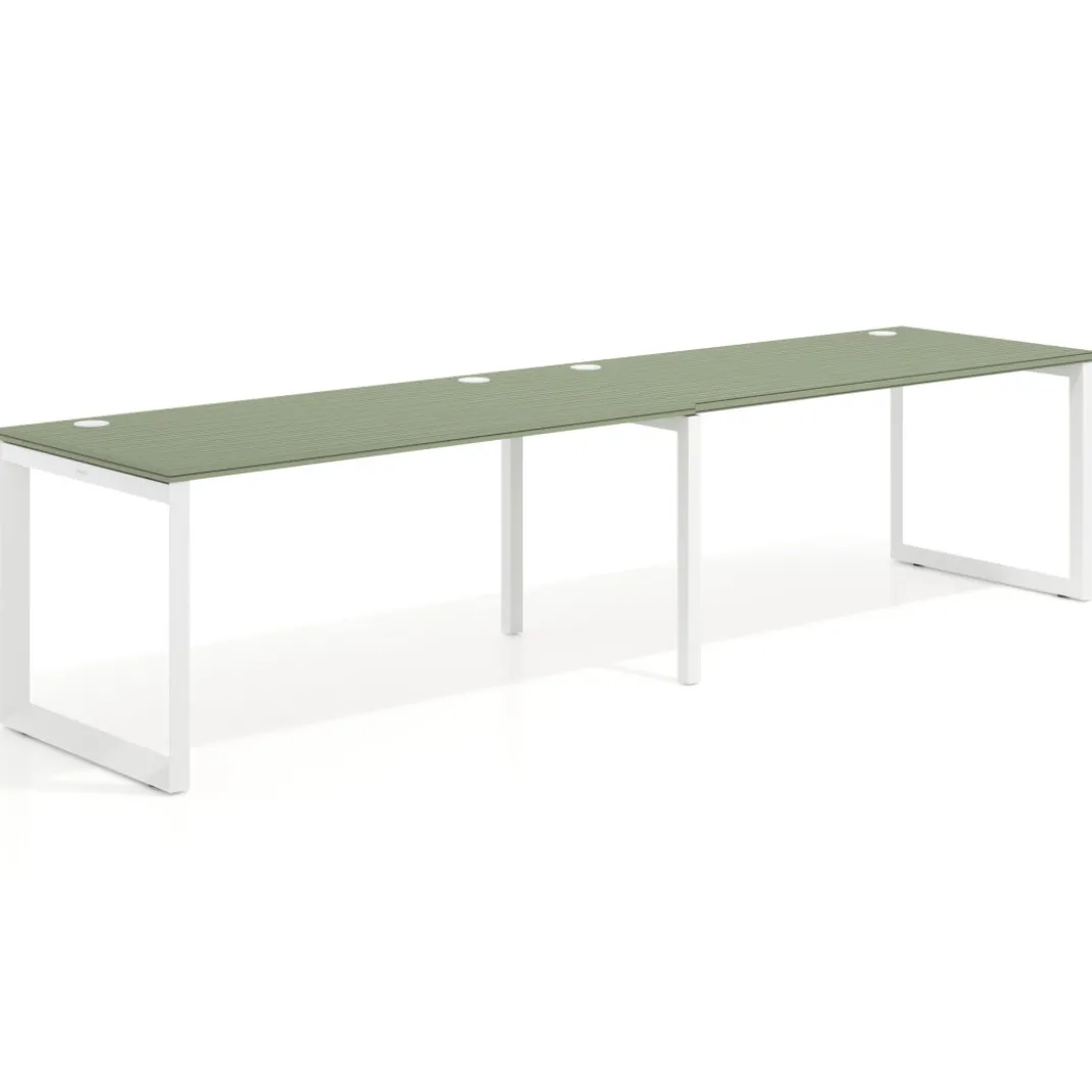 Mesa de oficina progresiva Delta doble, fondo 80cm, estructura blanca