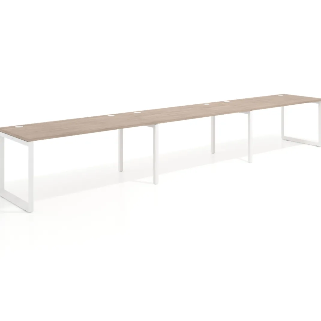 Mesa de oficina progresiva Delta triple, fondo 80cm, estructura blanca