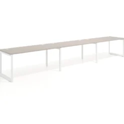 Mesa de oficina progresiva Delta triple, fondo 80cm, estructura blanca