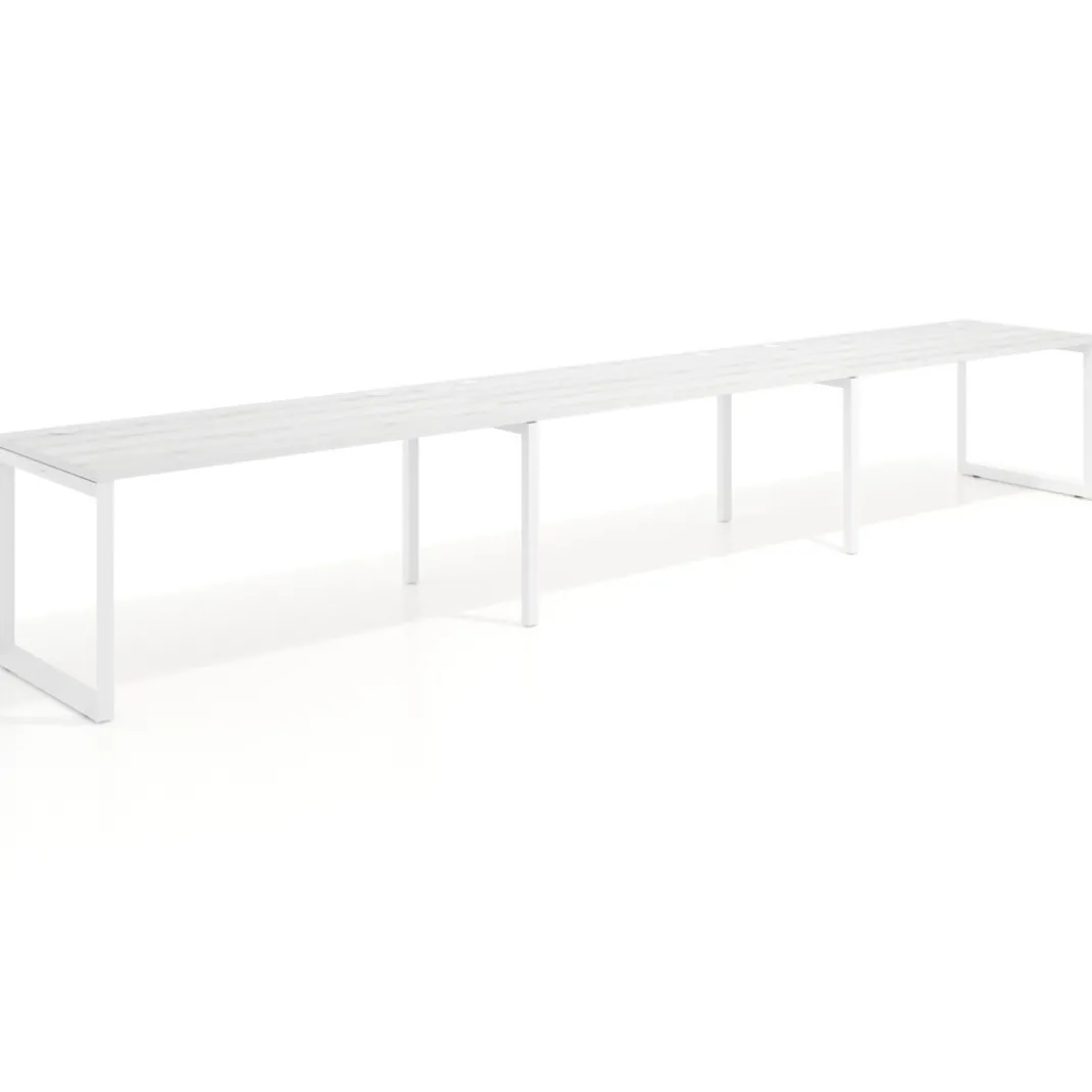 Mesa de oficina progresiva Delta triple, fondo 80cm, estructura blanca