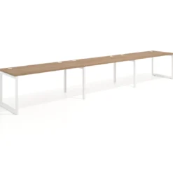 Mesa de oficina progresiva Delta triple, fondo 80cm, estructura blanca