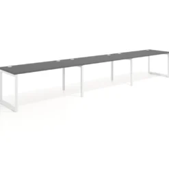 Mesa de oficina progresiva Delta triple, fondo 80cm, estructura blanca