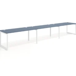 Mesa de oficina progresiva Delta triple, fondo 80cm, estructura blanca