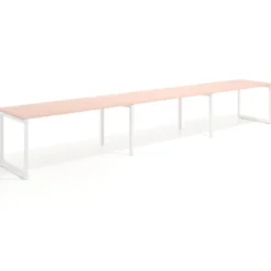 Mesa de oficina progresiva Delta triple, fondo 80cm, estructura blanca