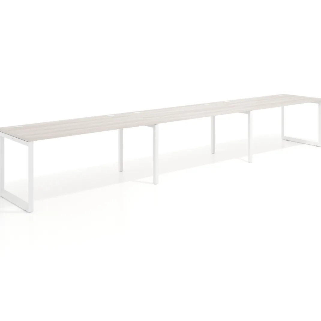 Mesa de oficina progresiva Delta triple, fondo 80cm, estructura blanca