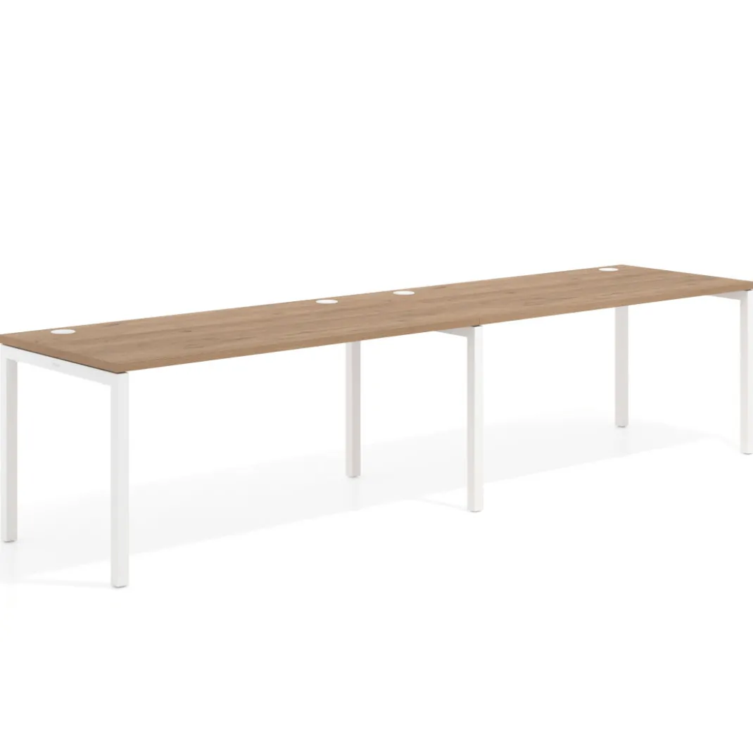 Mesa de oficina progresiva doble Kube, fondo 80cm, estructura blanca