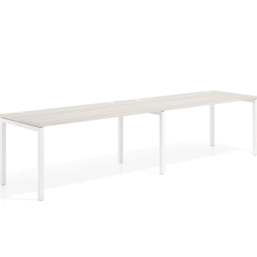 Mesa de oficina progresiva doble Kube, fondo 80cm, estructura blanca