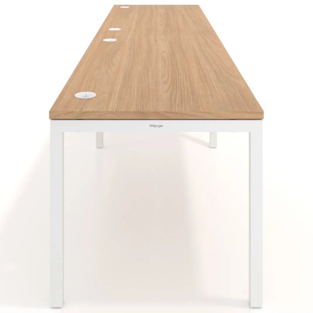 Mesa de oficina progresiva doble Kube, fondo 80cm, estructura blanca