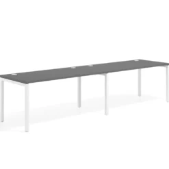 Mesa de oficina progresiva doble Kube, fondo 80cm, estructura blanca