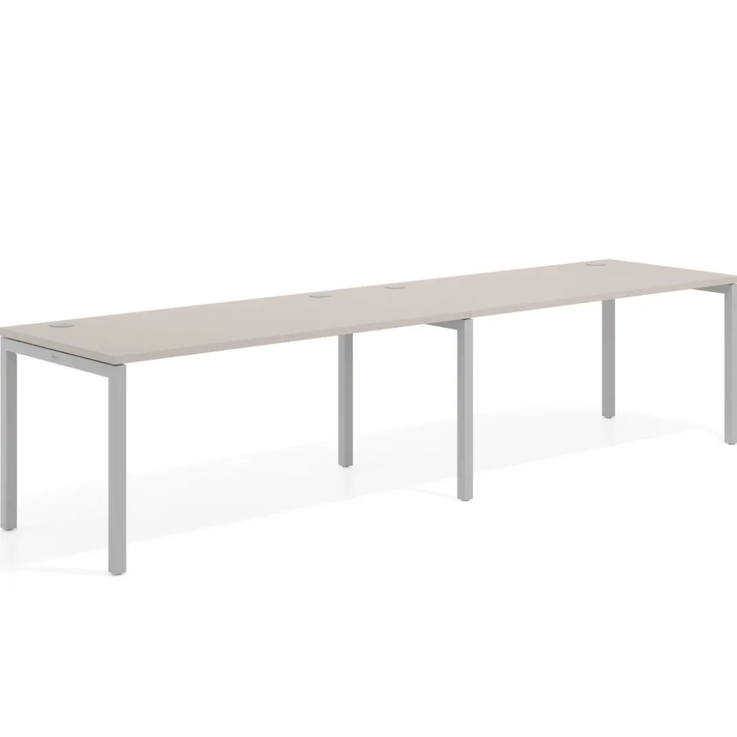 Mesa de oficina progresiva doble Kube, fondo 80cm, estructura aluminio