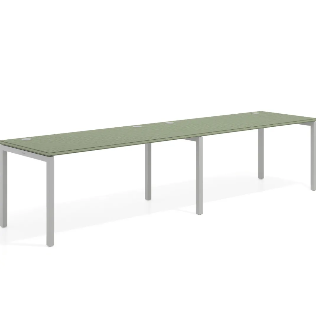 Mesa de oficina progresiva doble Kube, fondo 80cm, estructura aluminio