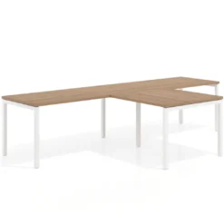 Mesa de oficina progresiva doble con ala extensión Kube, estructura blanca