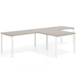 Mesa de oficina progresiva doble con ala extensión Kube, estructura blanca
