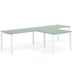 Mesa de oficina progresiva doble con ala extensión Kube, estructura blanca