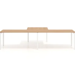 Mesa de oficina progresiva doble con ala extensión Kube, estructura blanca