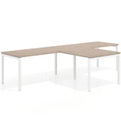 Mesa de oficina progresiva doble con ala extensión Kube, estructura blanca