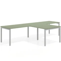 Mesa de oficina progresiva doble con ala extensión Kube, estructura aluminio