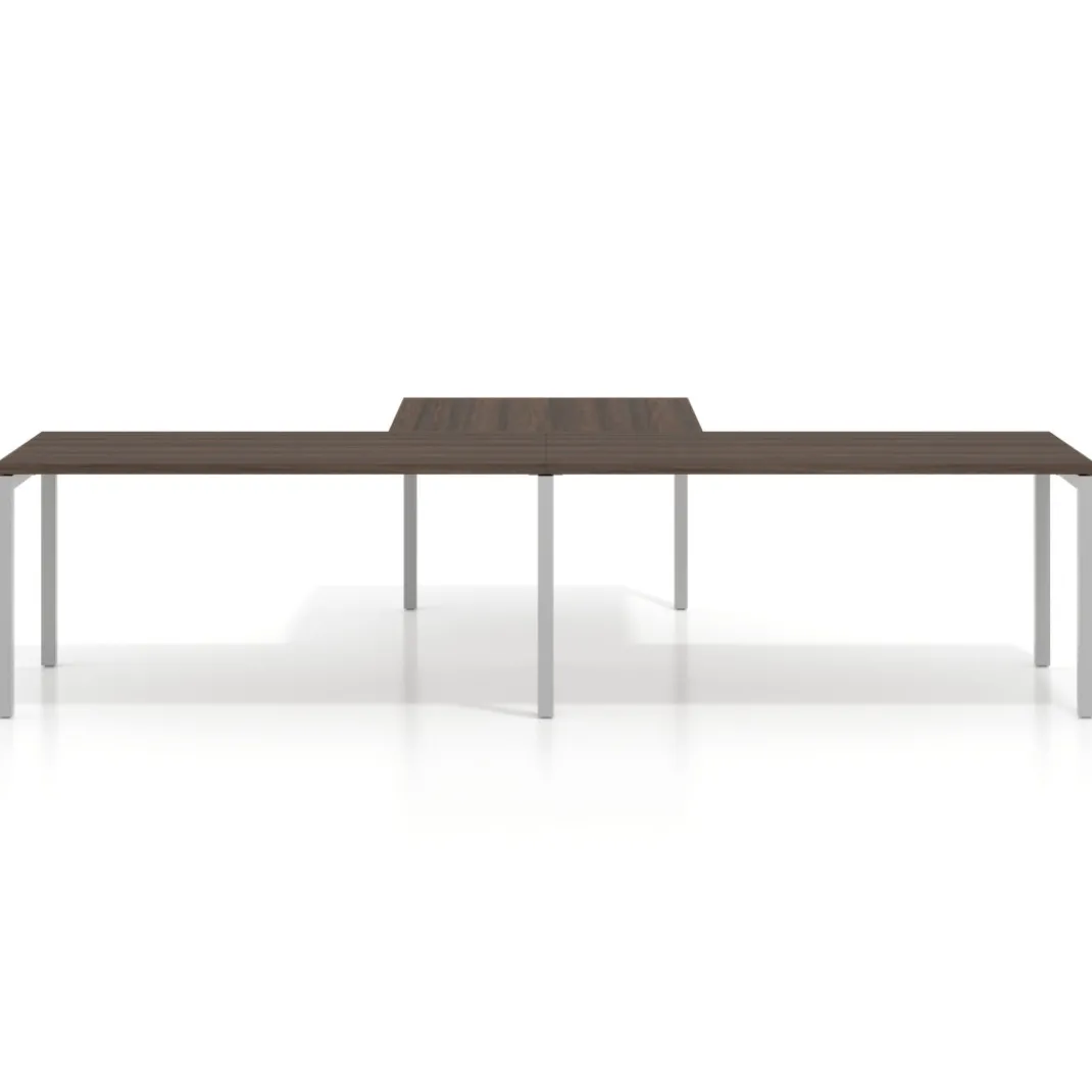 Mesa de oficina progresiva doble con ala extensión Kube, estructura aluminio