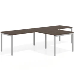 Mesa de oficina progresiva doble con ala extensión Kube, estructura aluminio