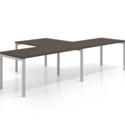 Mesa de oficina progresiva doble con ala extensión Kube, estructura aluminio