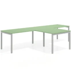 Mesa de oficina progresiva doble con ala extensión Kube, estructura aluminio