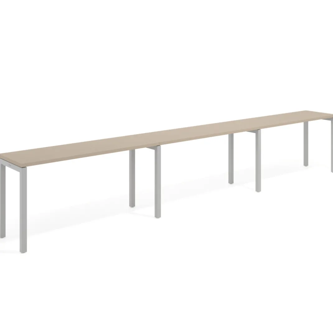 Mesa de oficina progresiva triple Kube, fondo 50cm, estructura aluminio